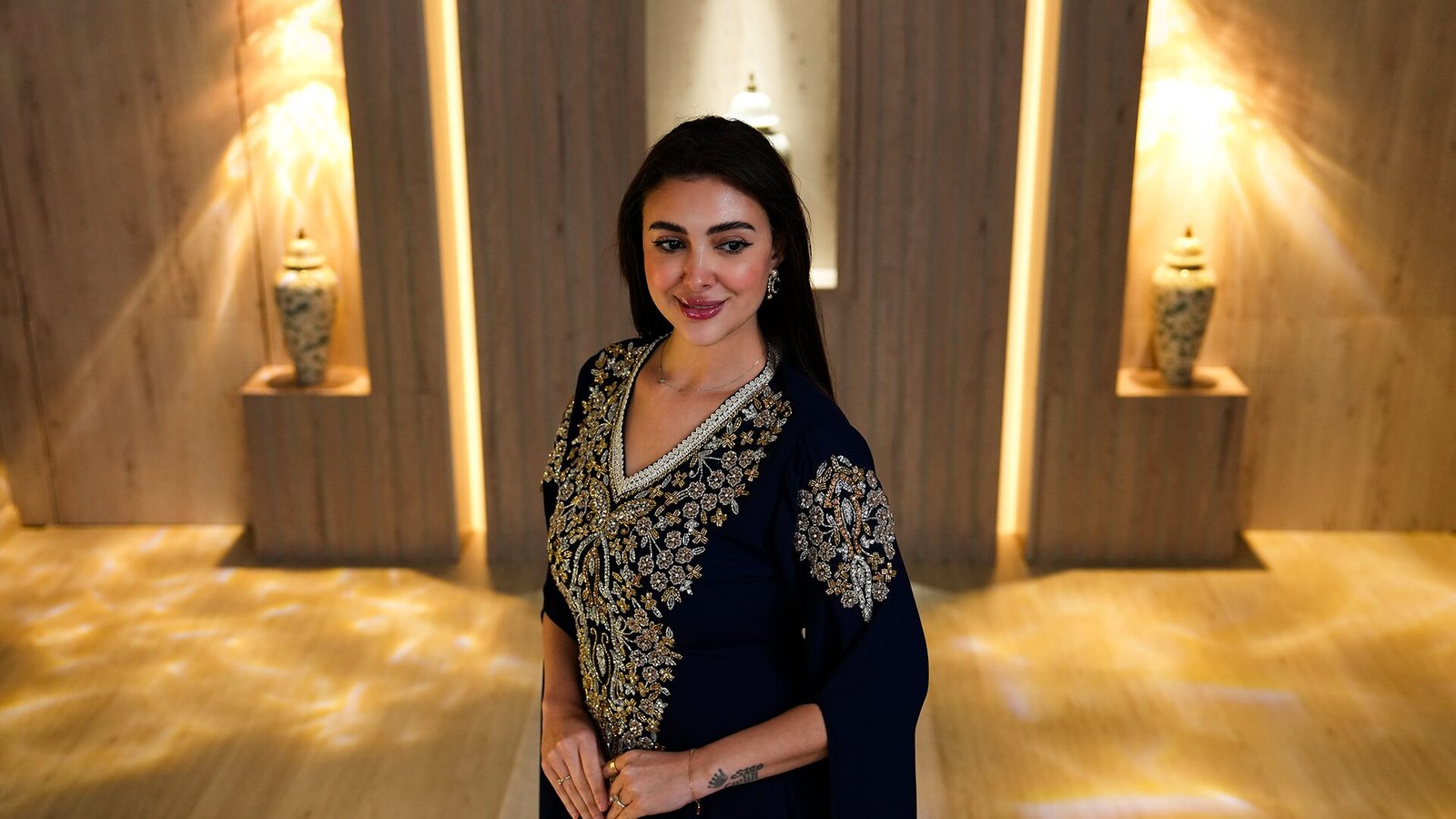 Bareeq Ashtar kaftan in the Ajman showroom